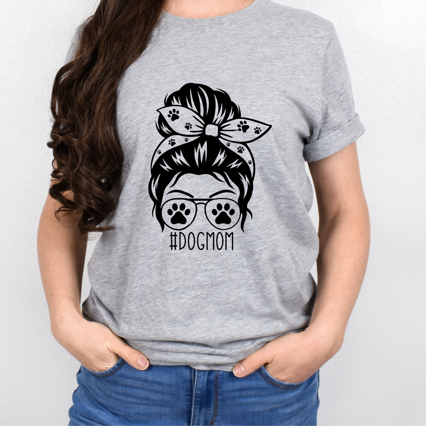 Dog Mom Messy Bun Graphic Tee