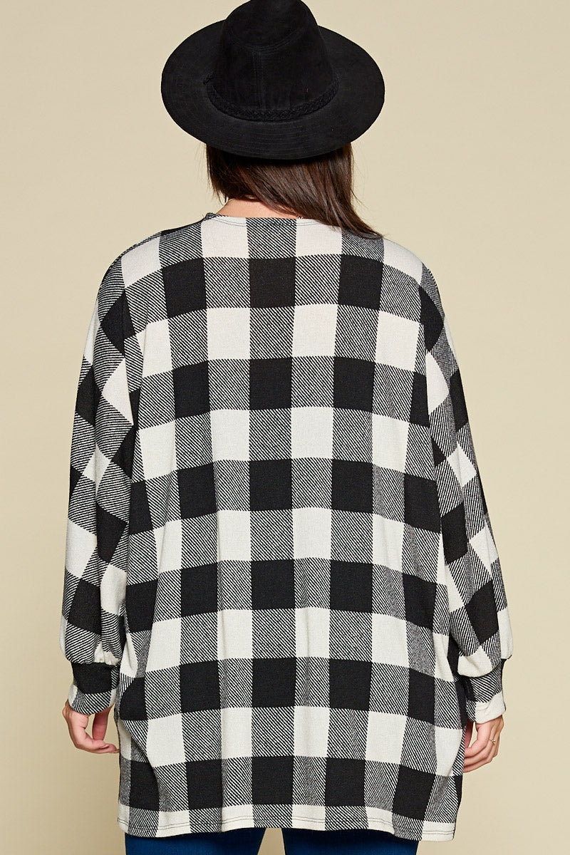 Black and White Plaid Cardigan
