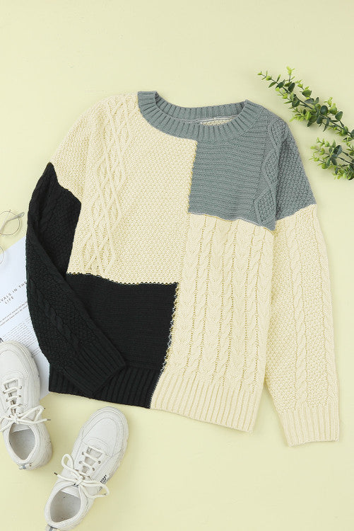 Black and Grey Colorblock Sweater