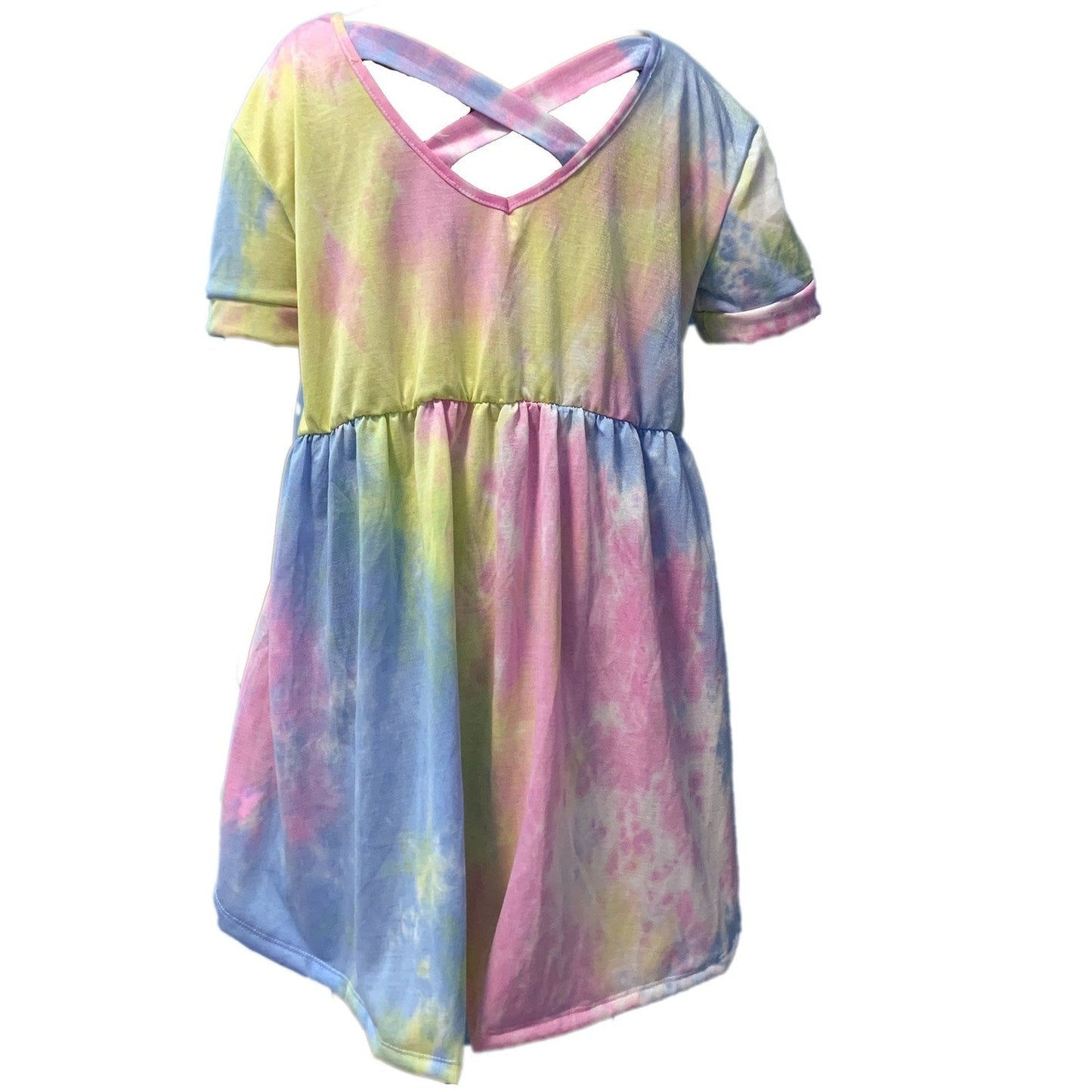 Tie Dye Pastel Shirt Criss Cross Back with V Neck