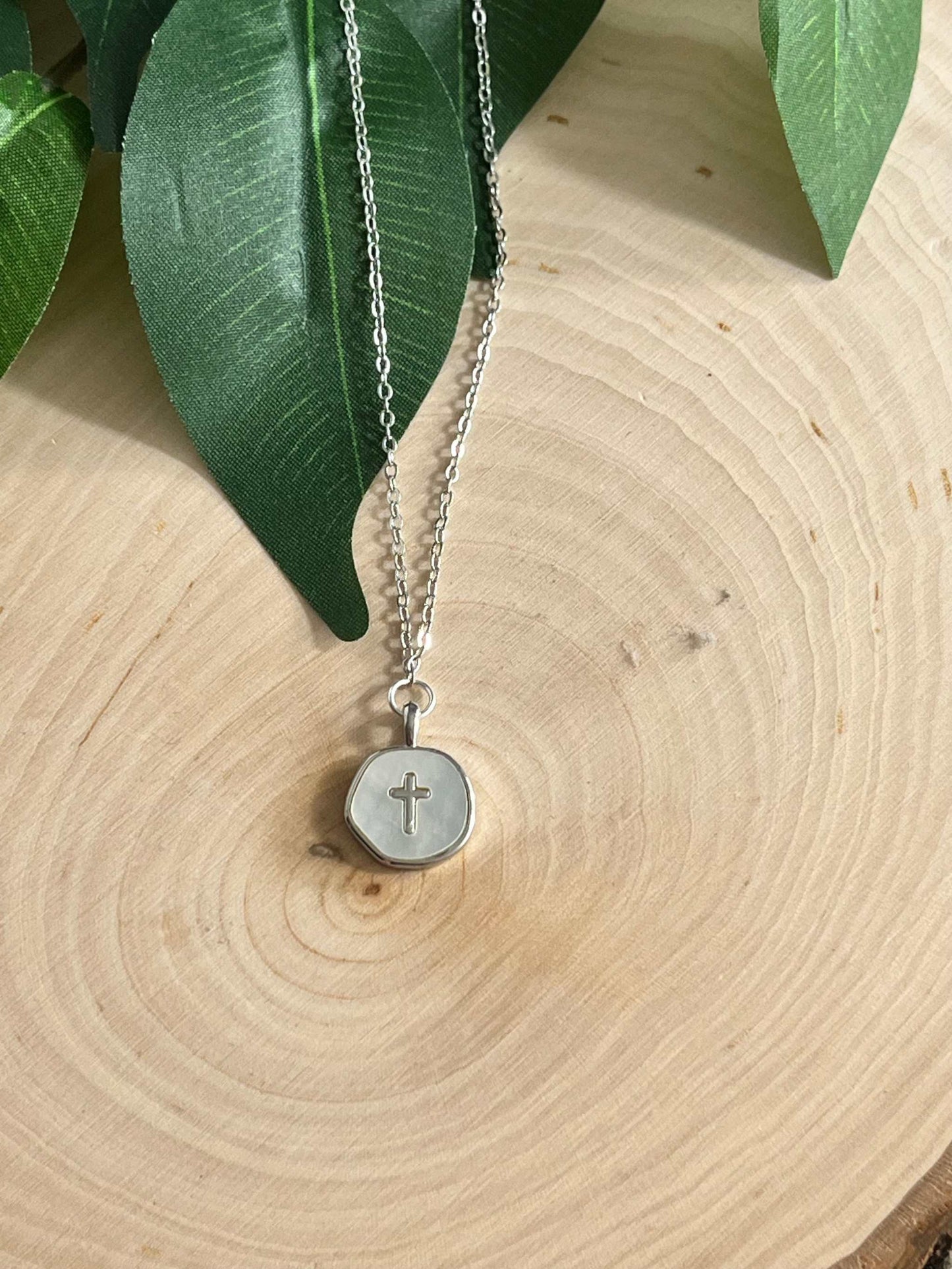 Silver Necklace Pearl Cross Pendant - Hypoallergenic and Timeless