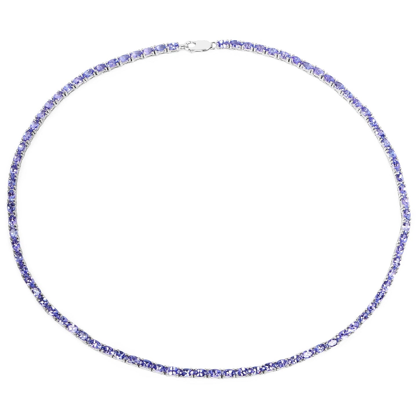 21.50 Carat Genuine Tanzanite .925 Sterling Silver Necklace