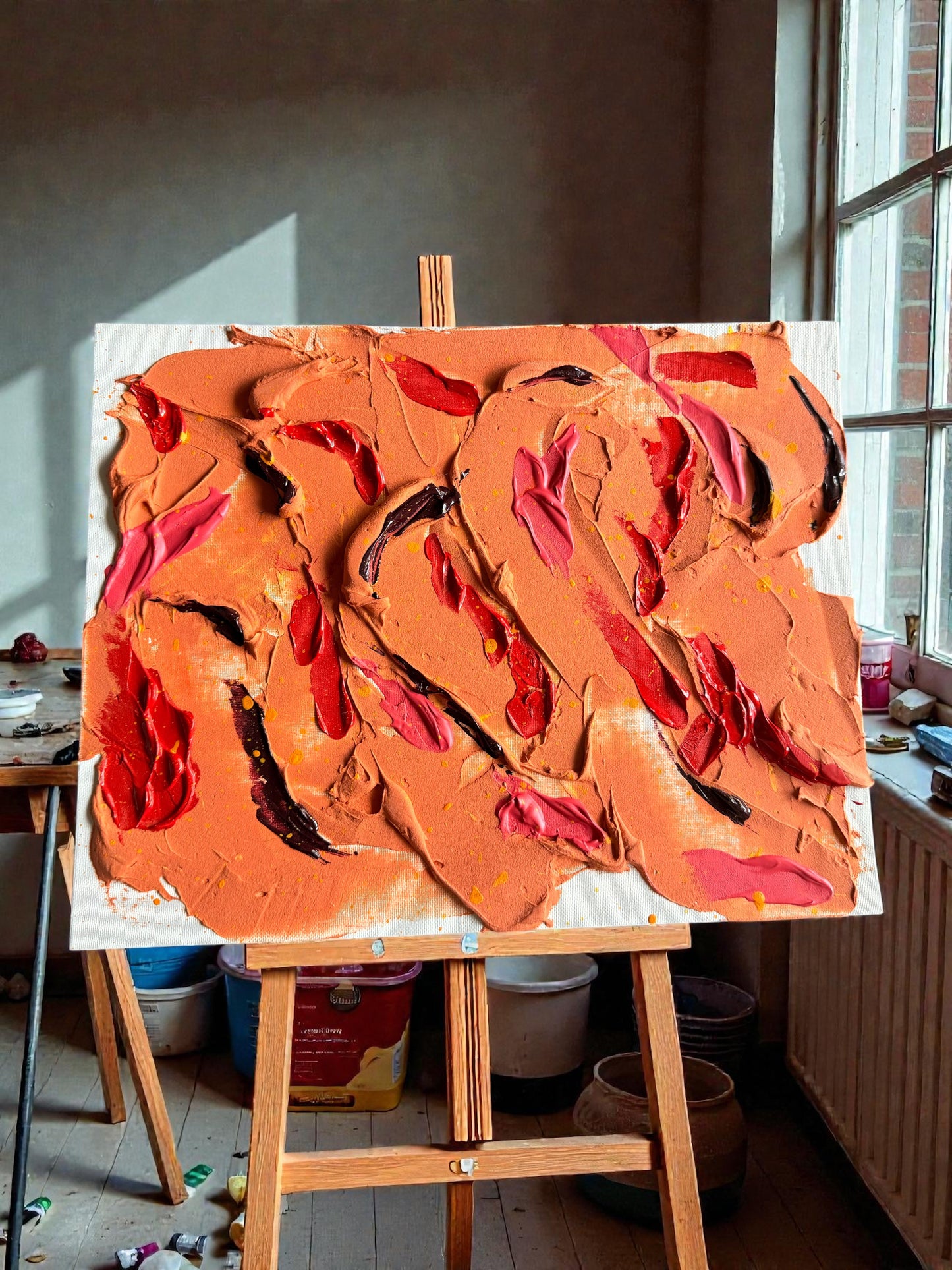 Orange & Red plaster painting