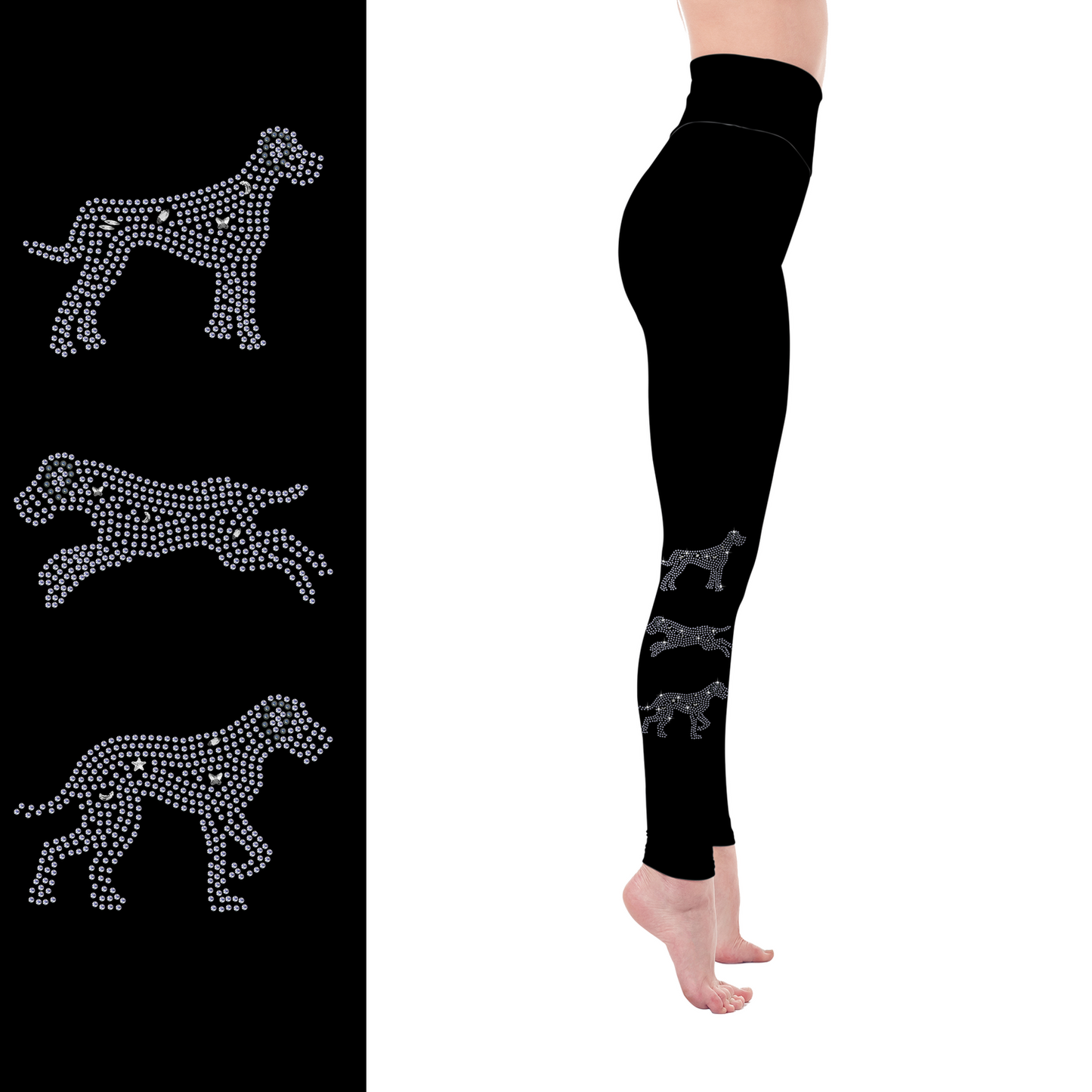 Rhinestone Great Dane Leggings - Full and Capri  Natural Ears