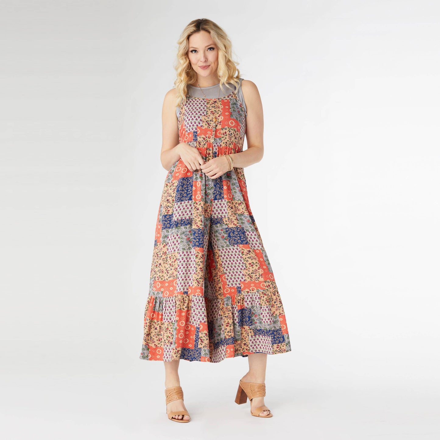 Serenity Patchwork Jumpsuit with Side Pockets