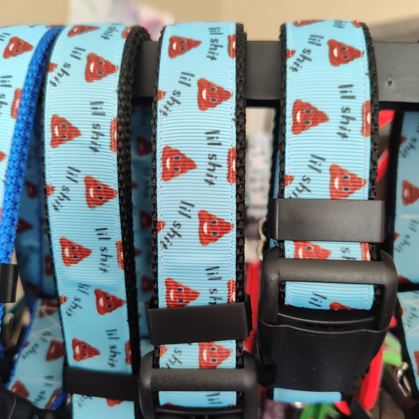 Lil Shit Black Nylon Dog Collar MD, LG, XL, Leash