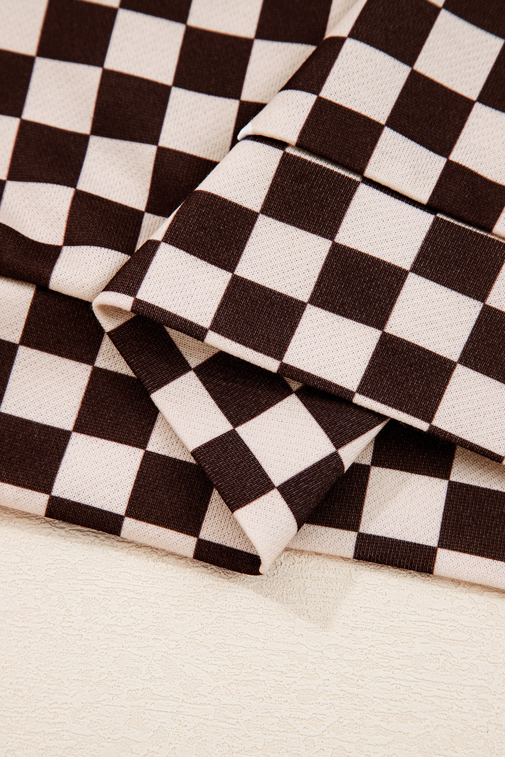 Black Athleisure Checkered Pullover and Jogger Pants Set