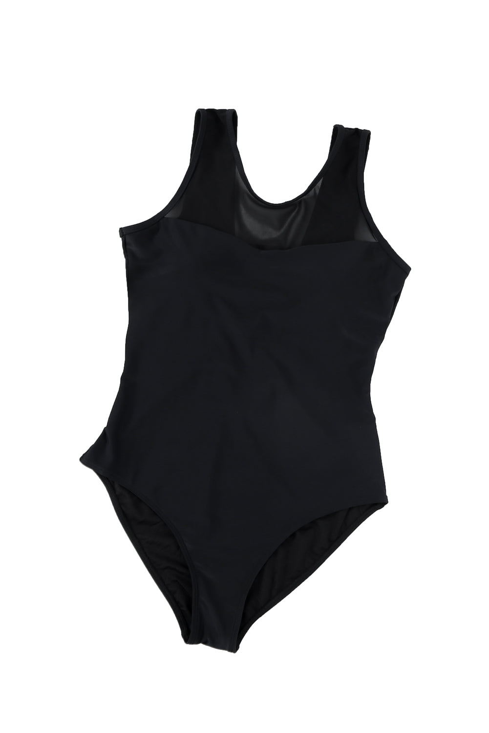 Black Hollow Out Back Mesh High Leg One Piece Swimsuit