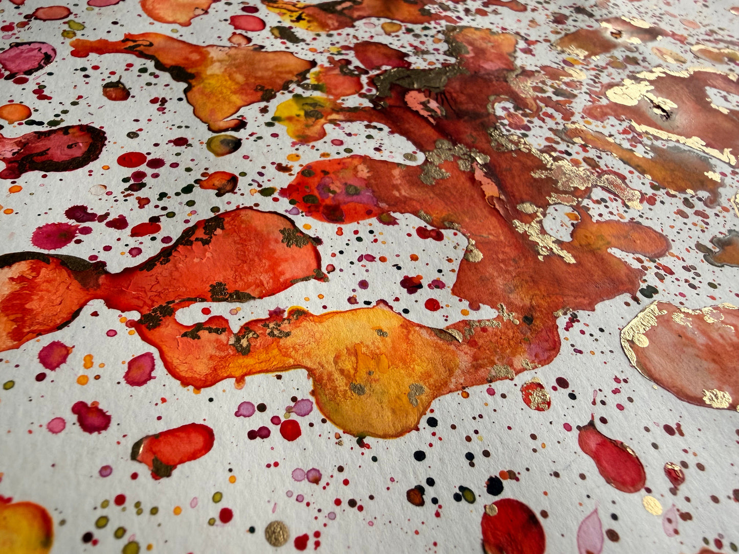 Red & Gold Water Color Splash Painting