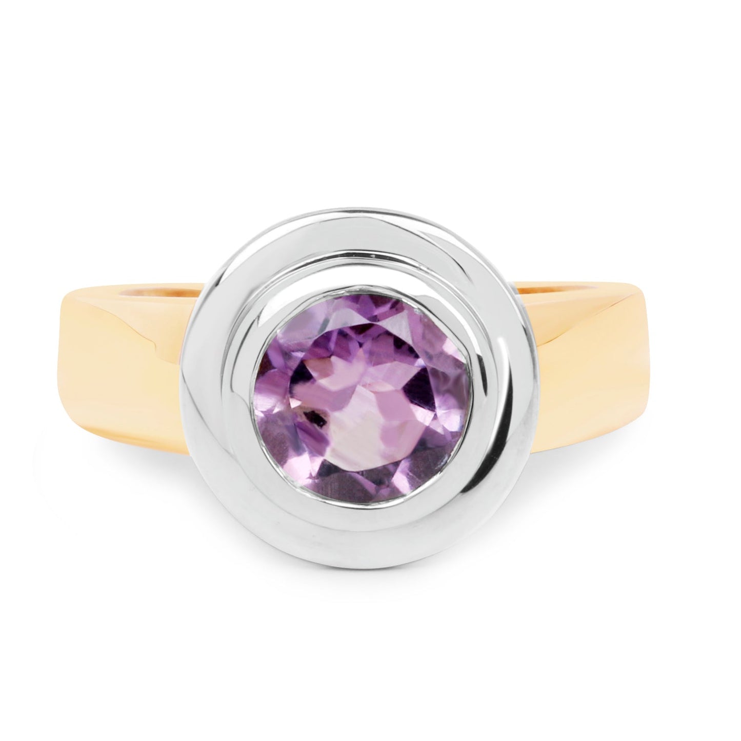 14K Yellow Gold Plated 2.25 Carat Genuine Amethyst .925 Sterling Silver Ring