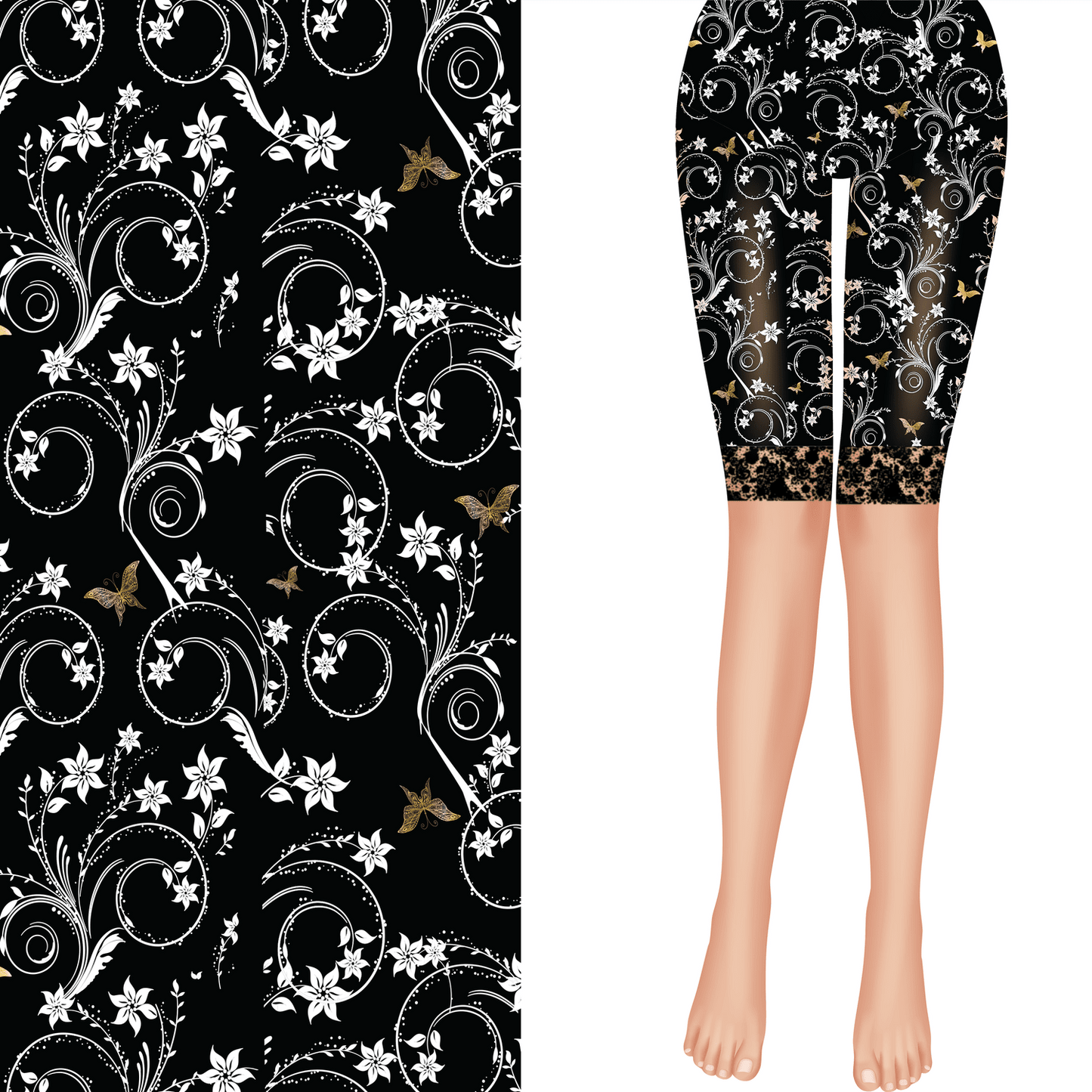 Fleur de Butterfly With Biker Shorts with Pockets