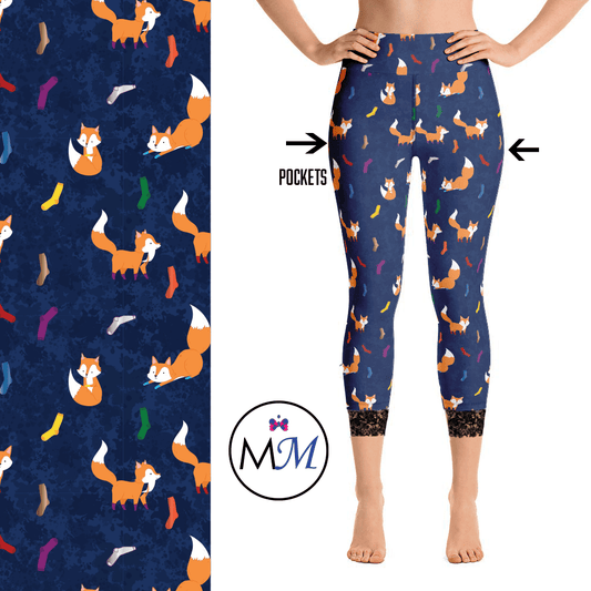 Fox Socks Leggings with Lace Capri