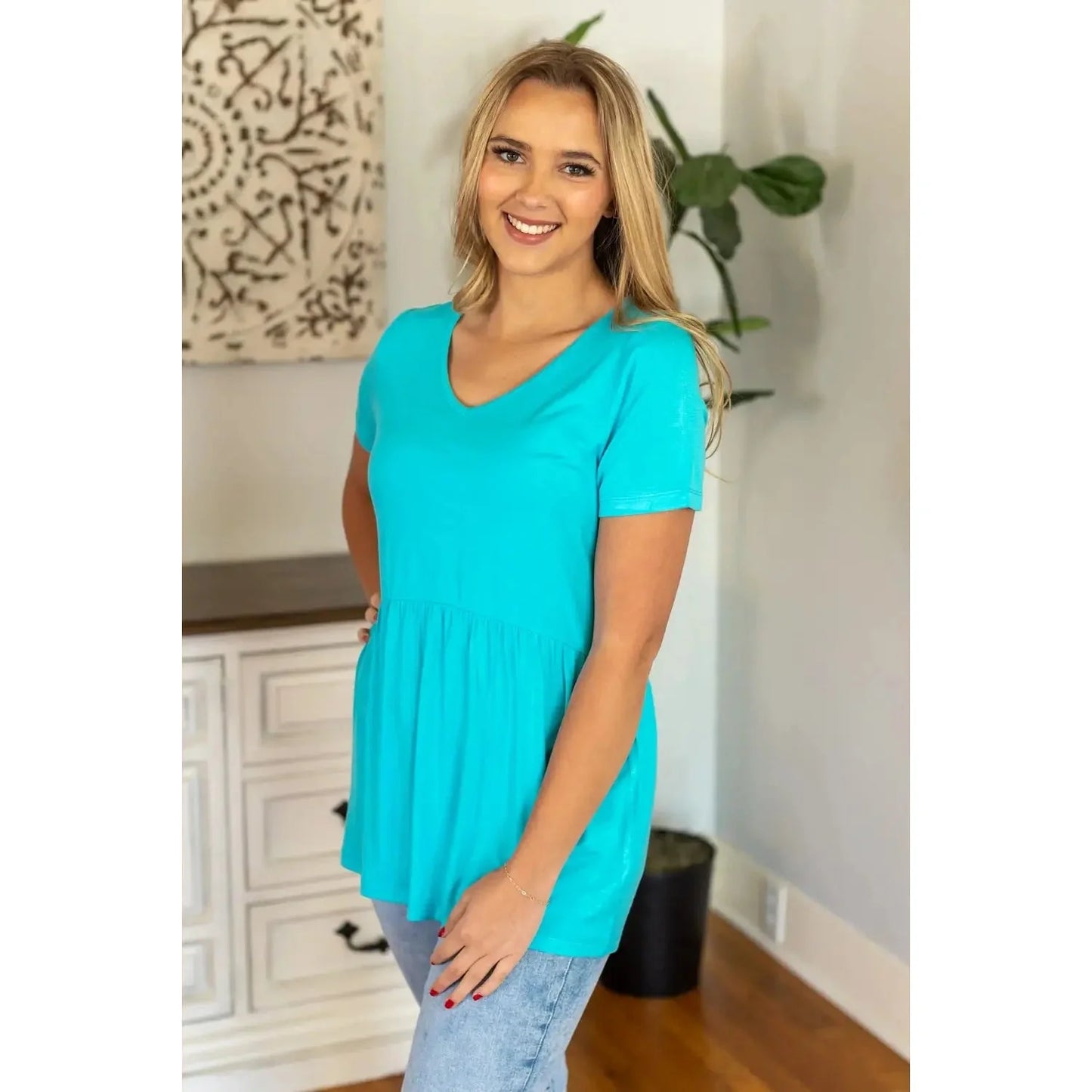 Ruffle Top - Ocean Blue