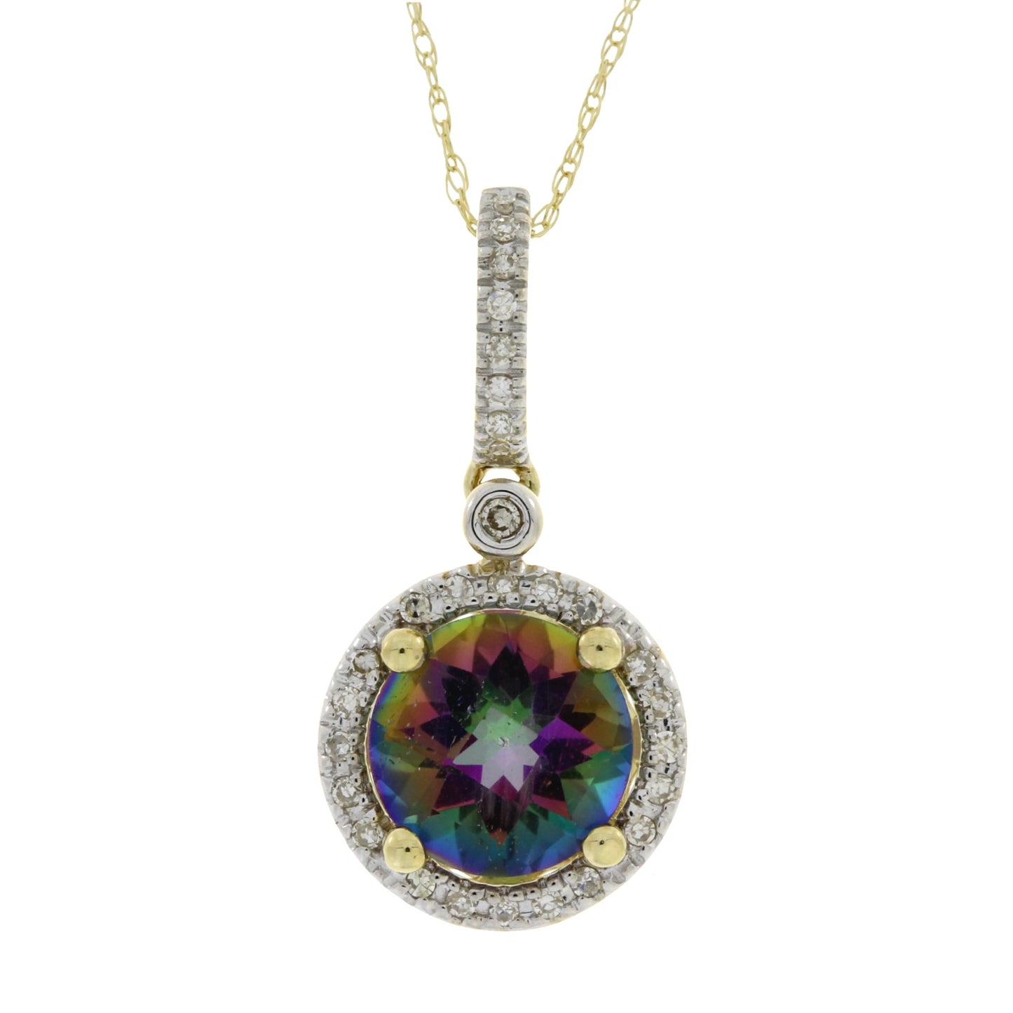 Mystic Fire Topaz Fashion Pendants 14KT Yellow Gold