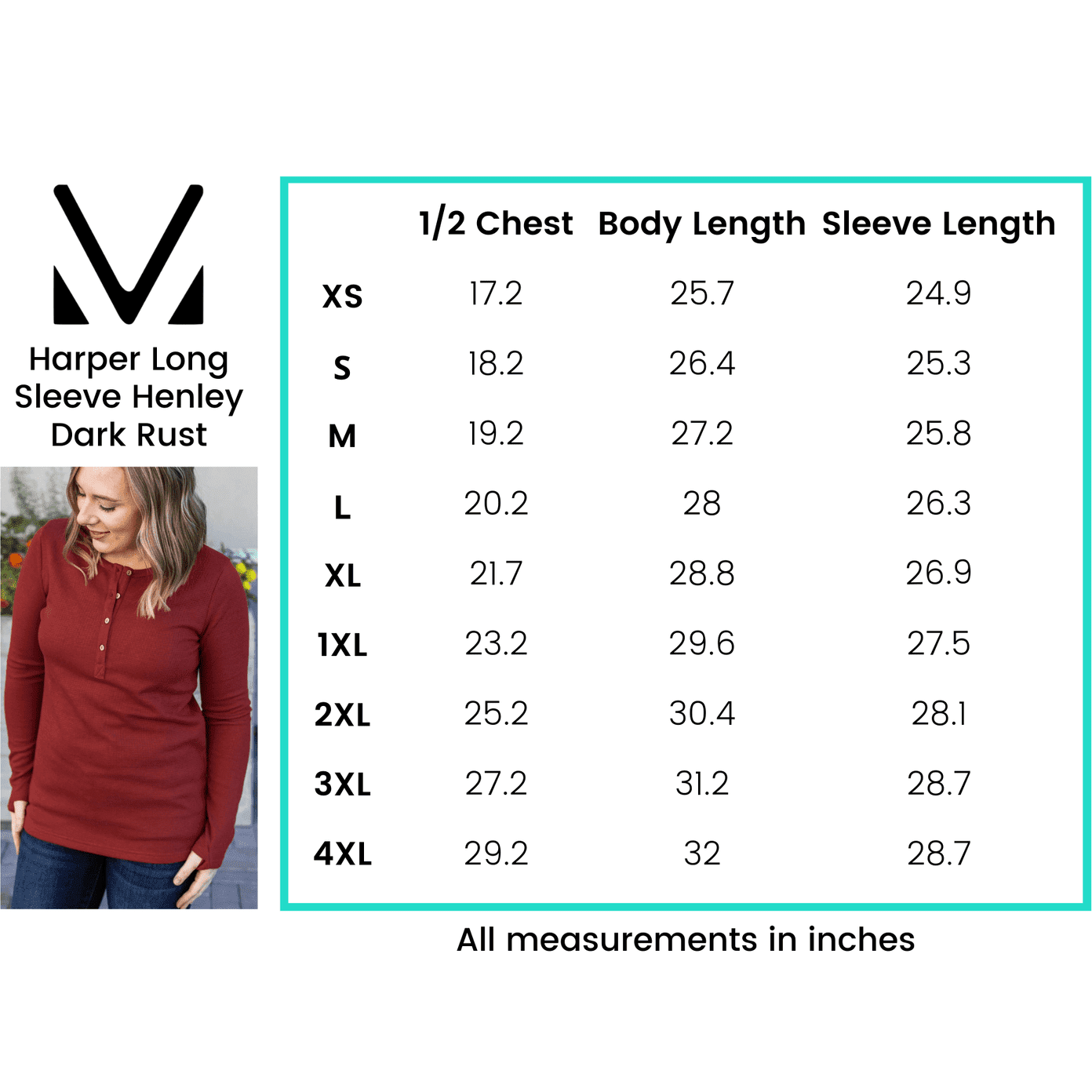 Rust Henley Shirt Women Long Sleeve with Thumb Holes