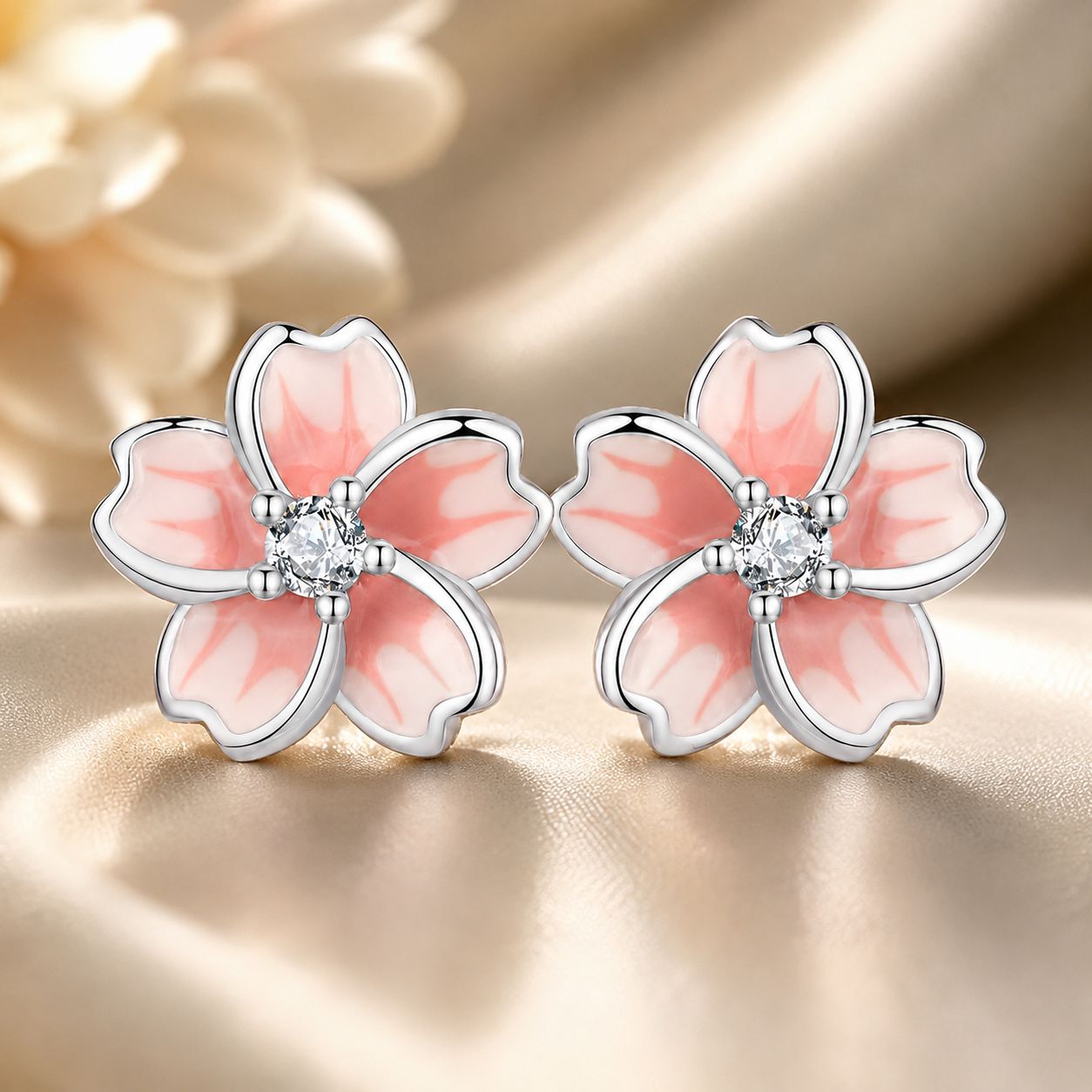 925 Sterling Silver Multi-Color Enamel Pavé CZ Earrings