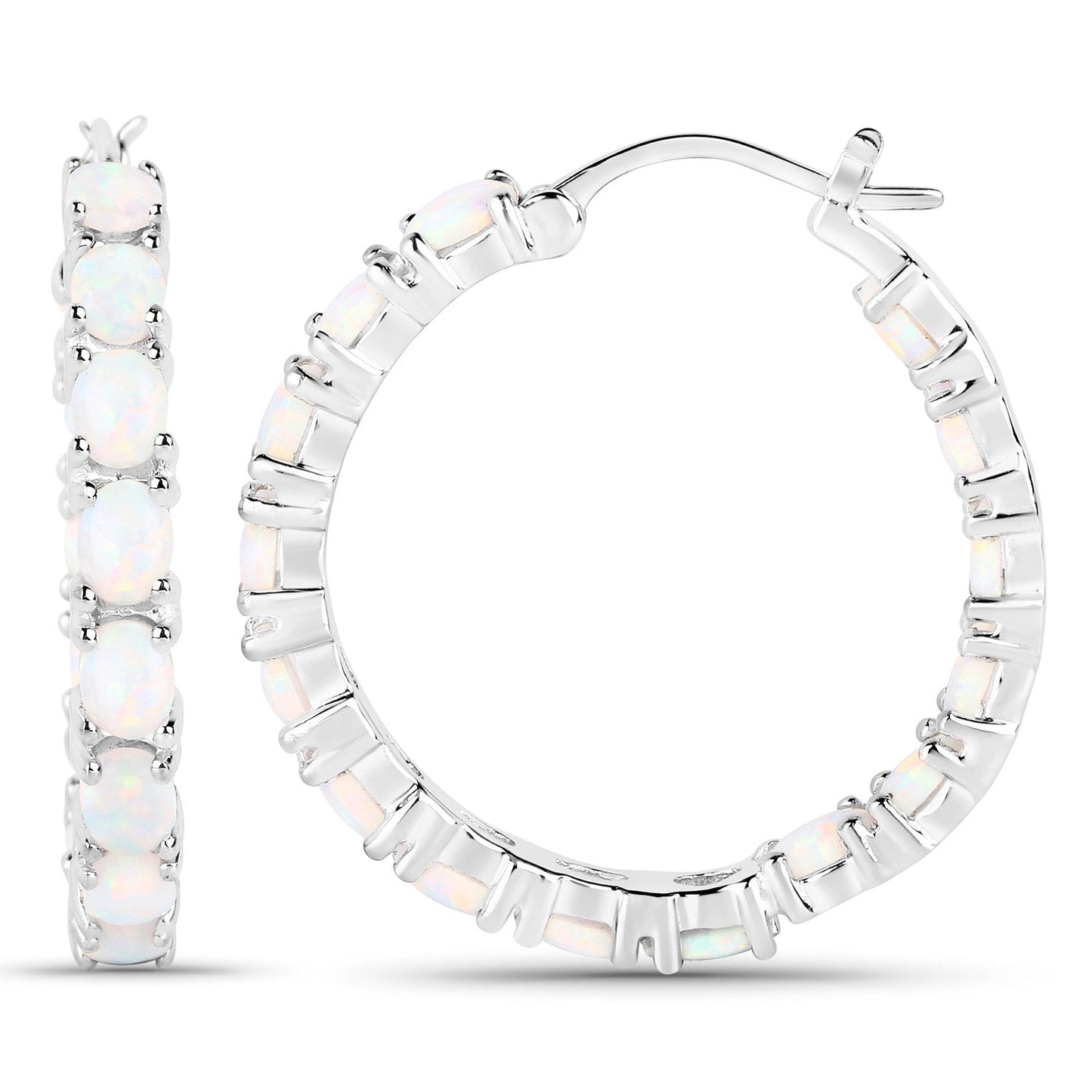 2.05 Carat Genuine Created Opal .925 Sterling Silver Earrings
