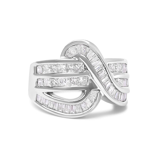 14K White Gold 2.0 Cttw Diamond Channel Set Bypass Ring