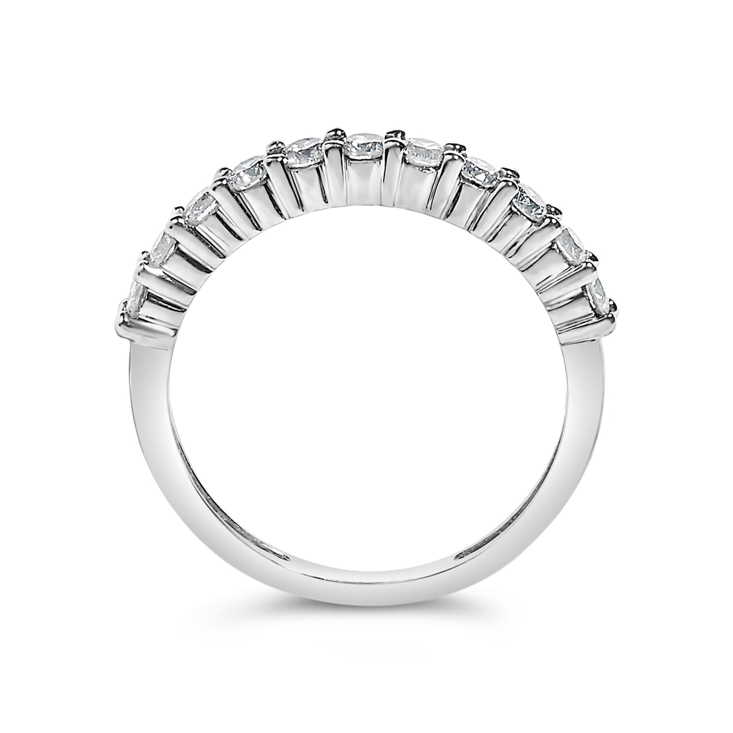 .925 Sterling Silver 1/2 cttw Shared Prong-Set Brilliant Round-Cut Diamond 11 Stone Band Ring (I-J Color, SI2-I1 Clarity) - Size 7