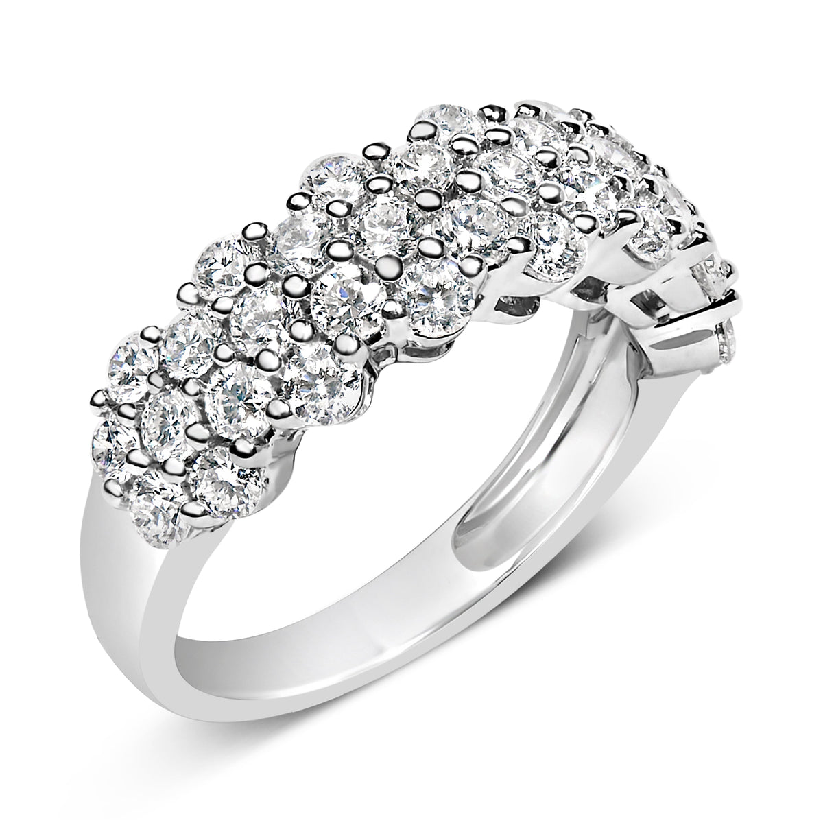 .925 Sterling Silver 2.0 cttw Lab Grown Diamond Scattered Band Ring (F-G Color, VS1-VS2 Clarity) - Ring Size 7