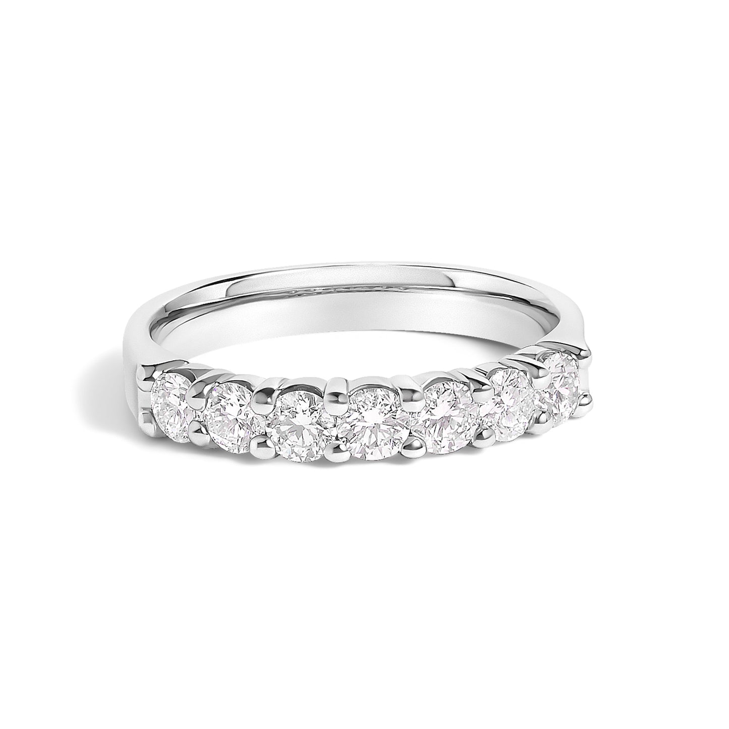 14K White Gold 3/4 Cttw Diamond 7 Stone Band Ring