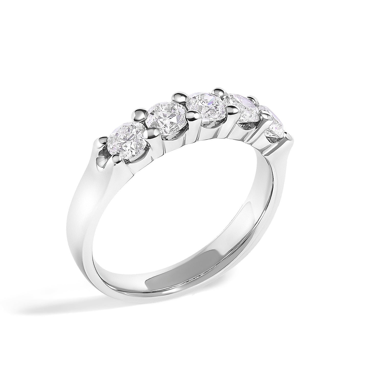 14K White Gold 1.00 Cttw Diamond 5 Stone Band Ring