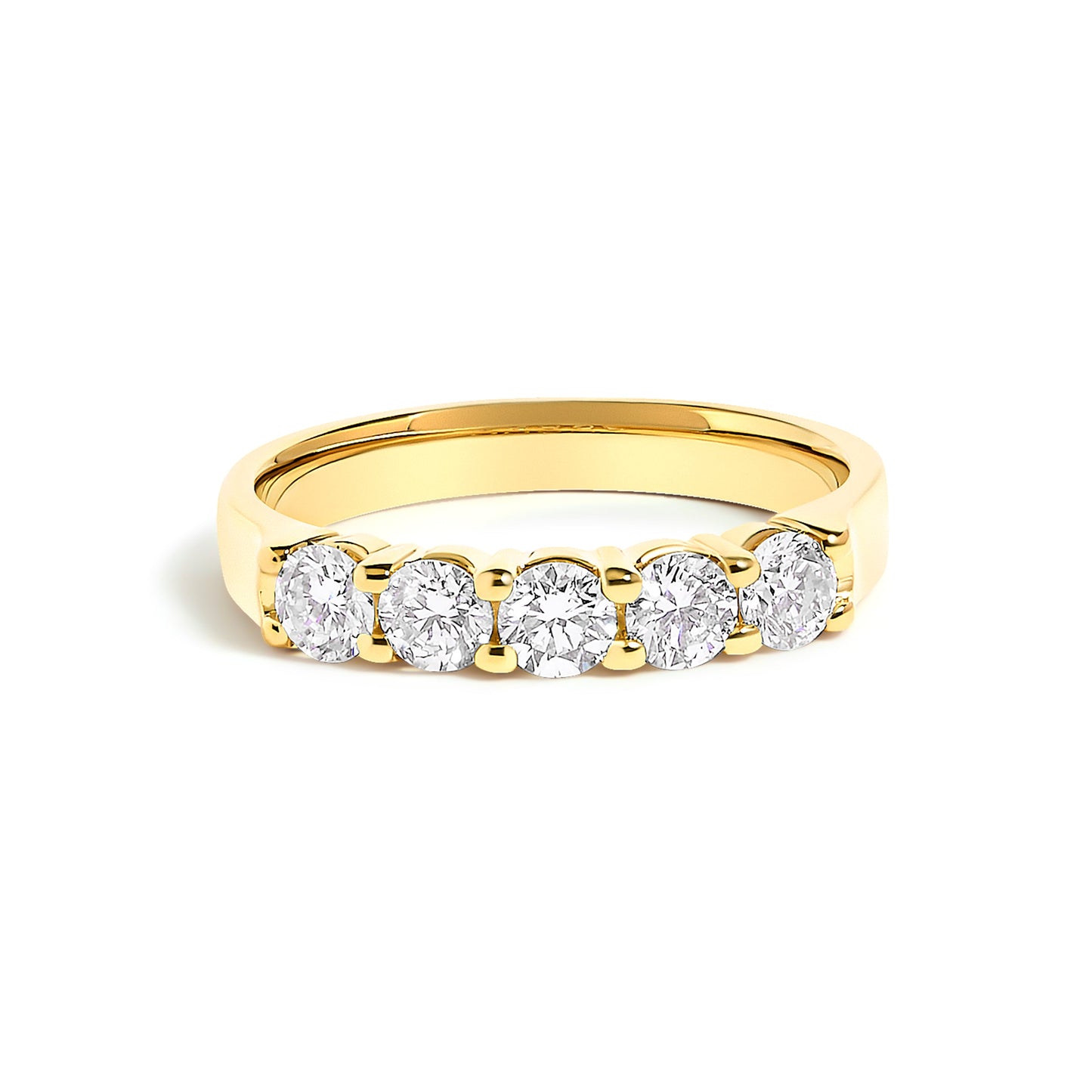 14K White Gold 3/4 Cttw Diamond 5 Stone Band Ring