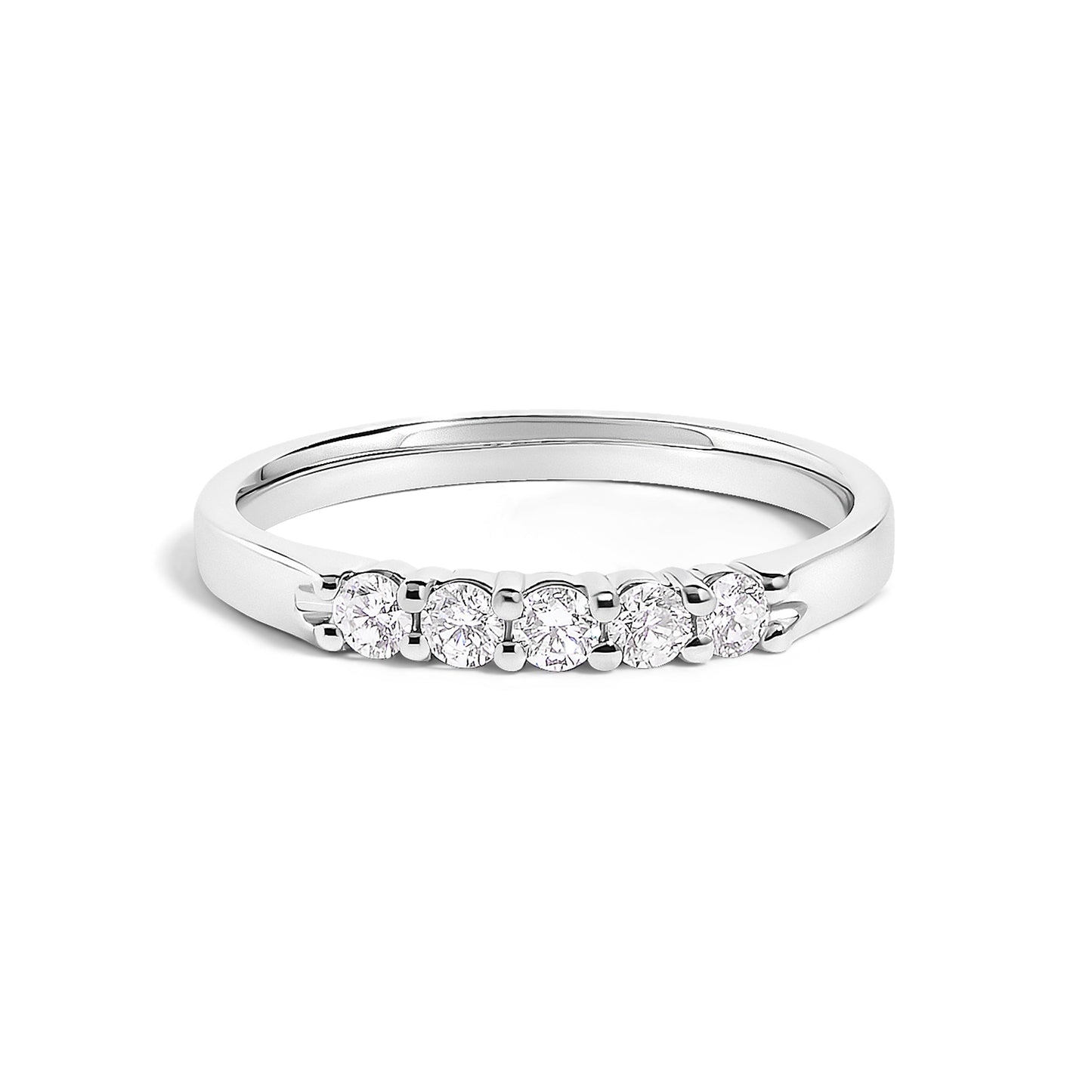 14K White Gold 1/4 Cttw  Diamond 5 Stone Band Ring