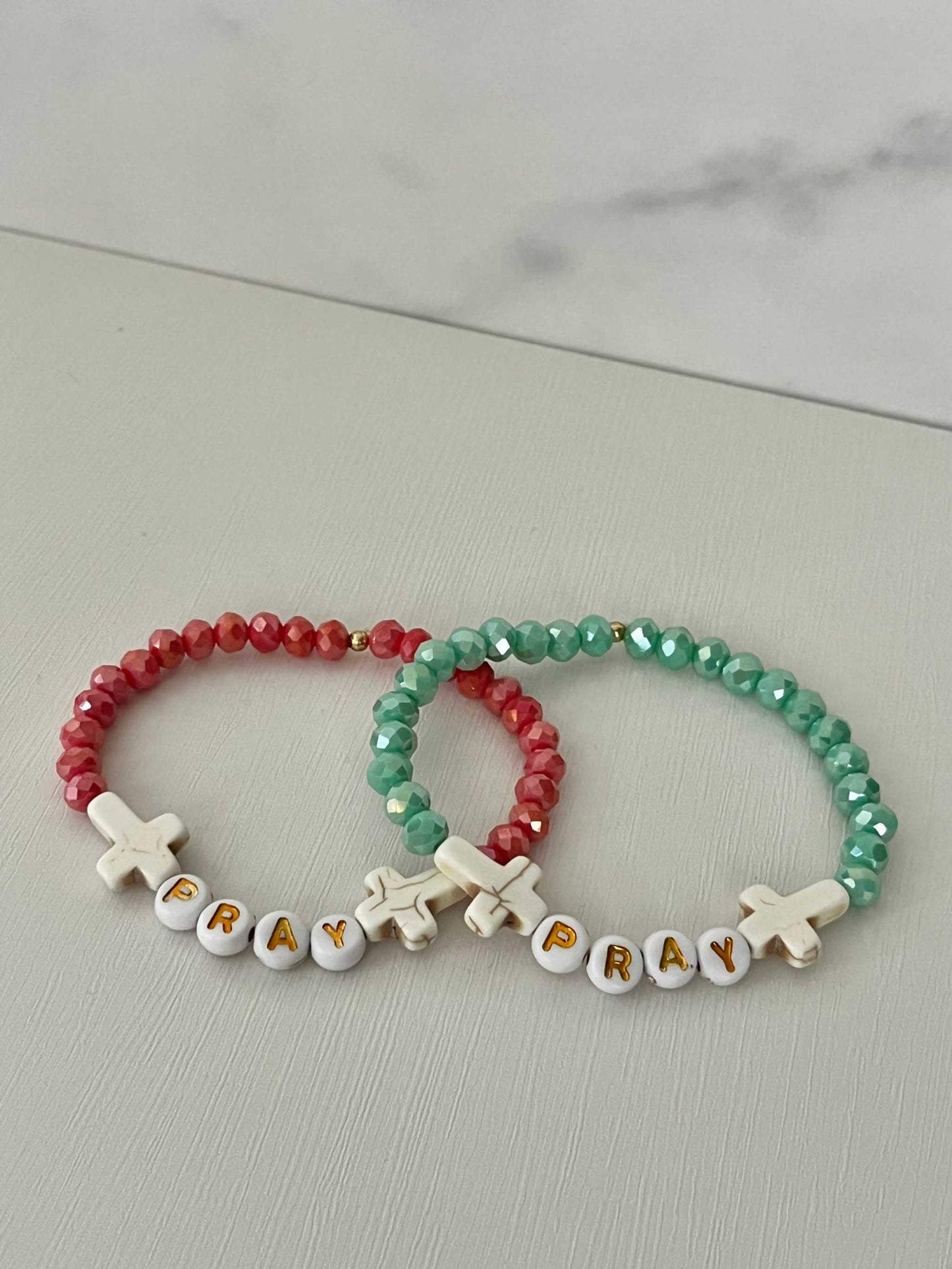 PRAY Mint Faceted Beaded Bracelet | Beautiful Faith-Inspired Jewelry