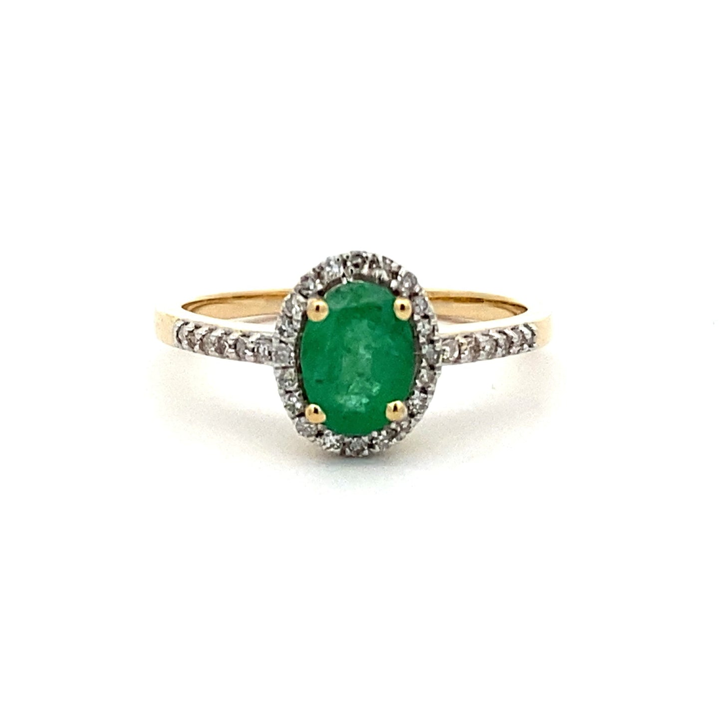 Genuine .74ct Emerald Diamond Ring 14KT Yellow Gold