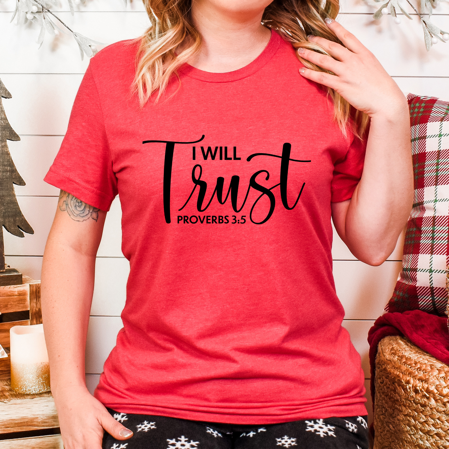 I Will Trust in the Lord Proverbs 3:5 V Neck Graphic