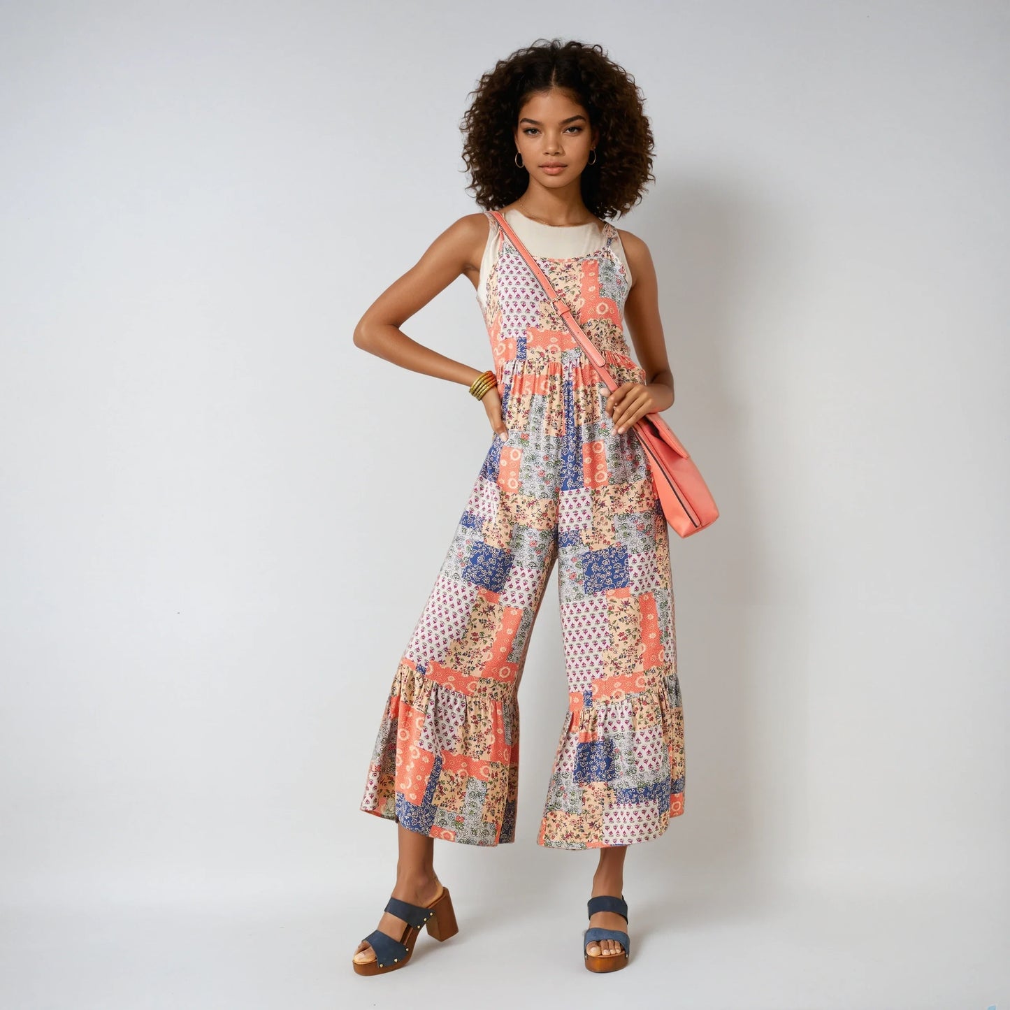 Serenity Patchwork Jumpsuit with Side Pockets