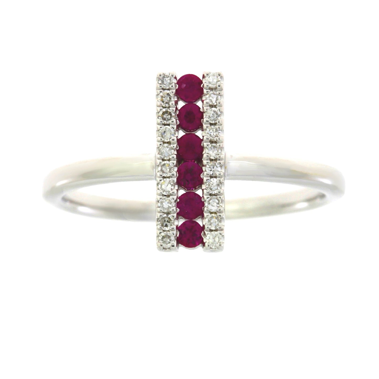 Genuine .30ct Ruby Diamond Ring 14KT White Gold