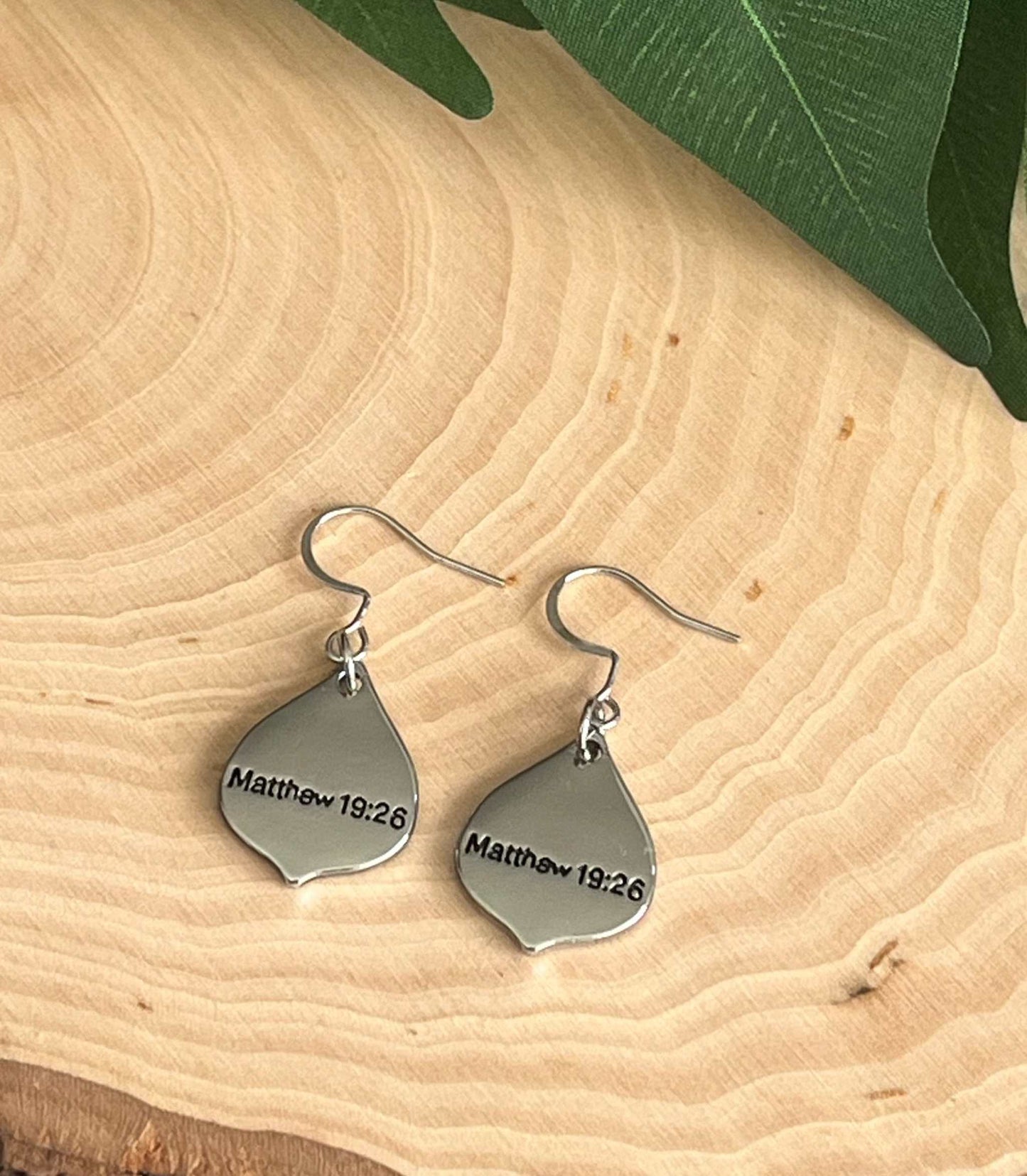 With God All Things Are Possible Silver Earrings - Christian Jewelry