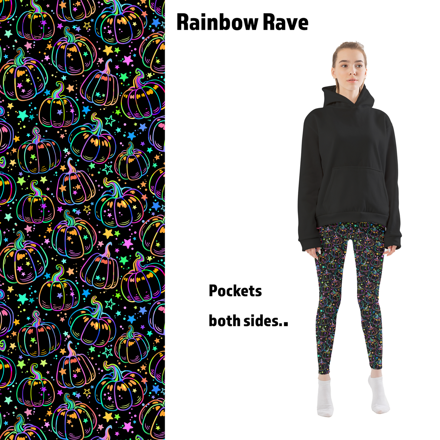 Rainbow Rave Pumpkins Leggings with Pockets