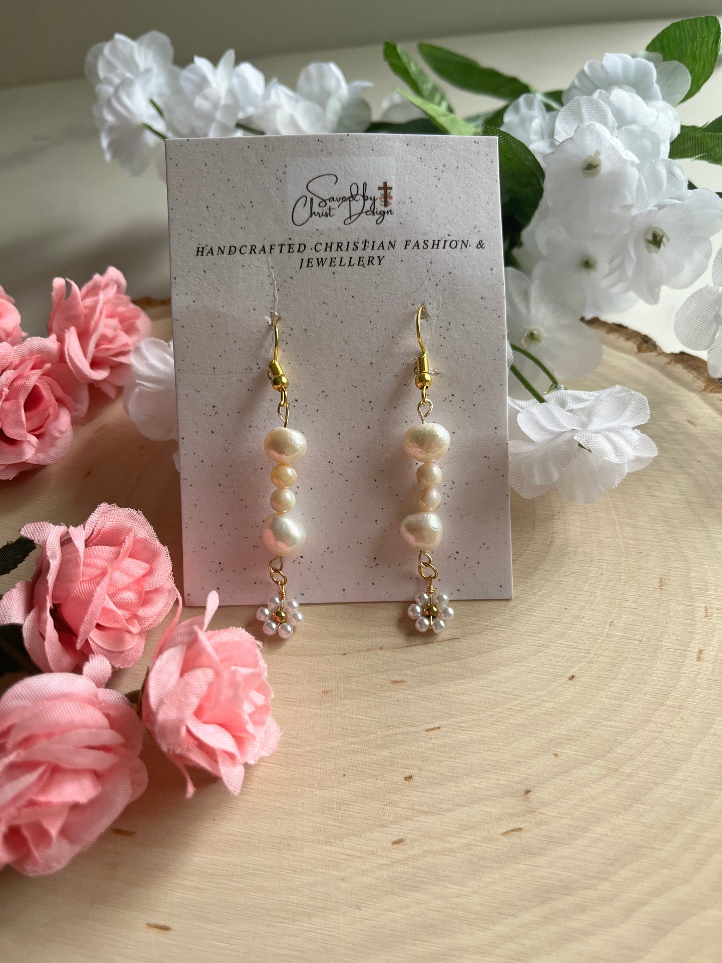 Pearl Daisy Gold Earrings – Christian Jewelry Inspired by Proverbs 31