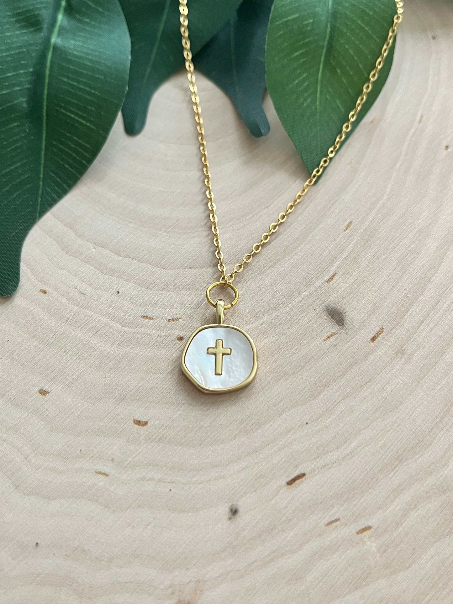 Gold Necklace with Pearl Cross – Simply in Christ