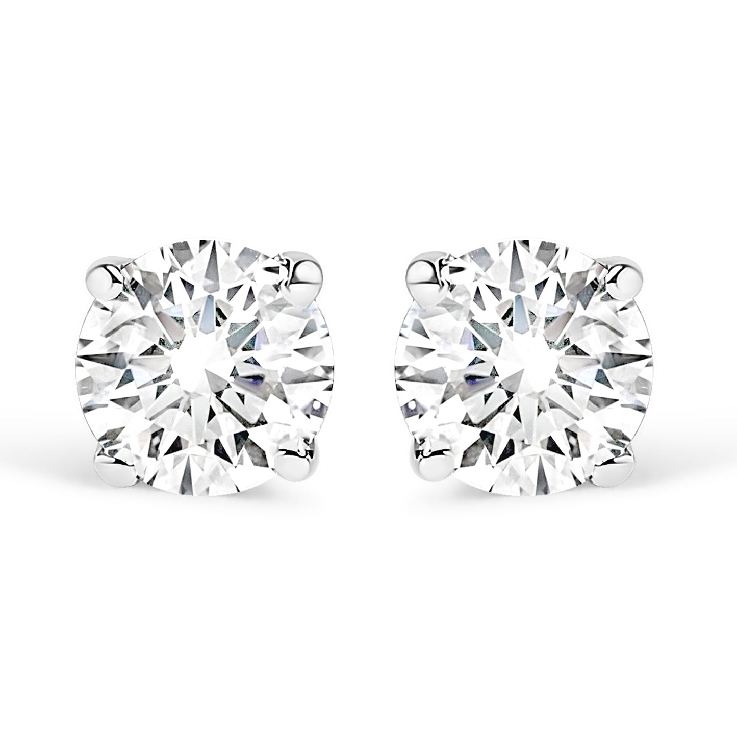 IGI Certified 1.00 Cttw Round Brilliant-Cut Diamond 14K White Gold Classic 4-Prong Solitaire Stud Earrings (H-I Color, I1-I2 Clarity)
