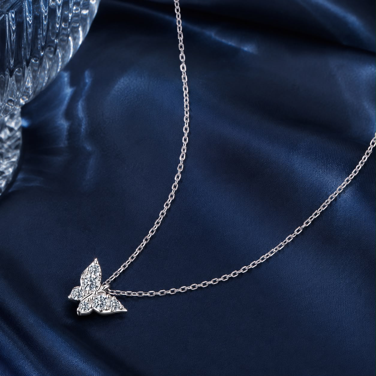925 Sterling Silver Plated White Gold Moissanite Necklace 40+5cm for Women