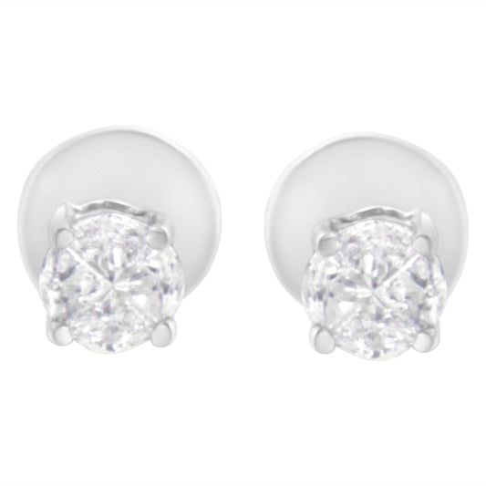 14K White Gold 1/2 Cttw Pie-Cut Diamond Solitaire Stud Earrings (H-I Color, SI1-SI2 Clarity)