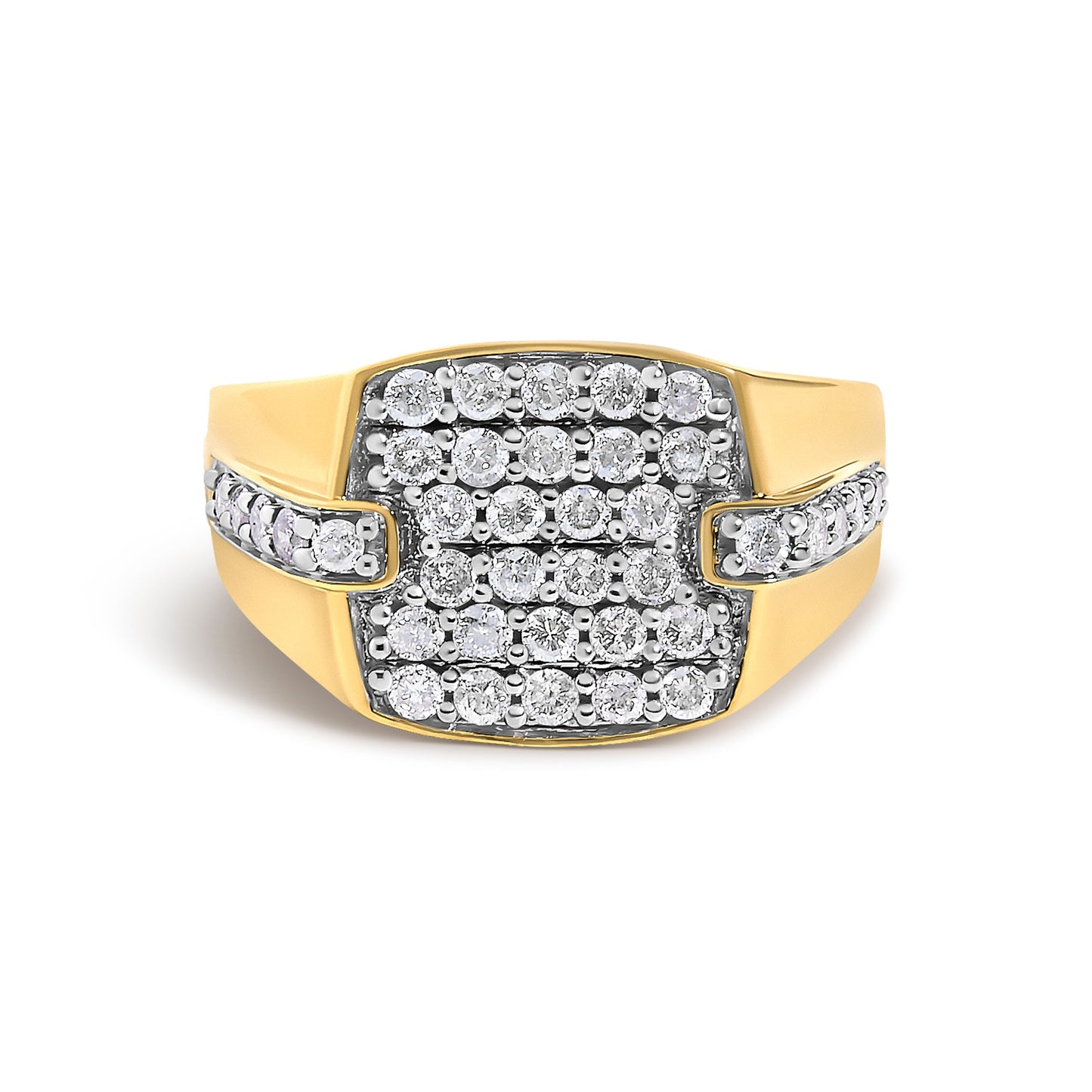 Men's 14K Yellow Gold Plated Sterling Silver 1.0 Cttw Diamond Geometric Band Ring