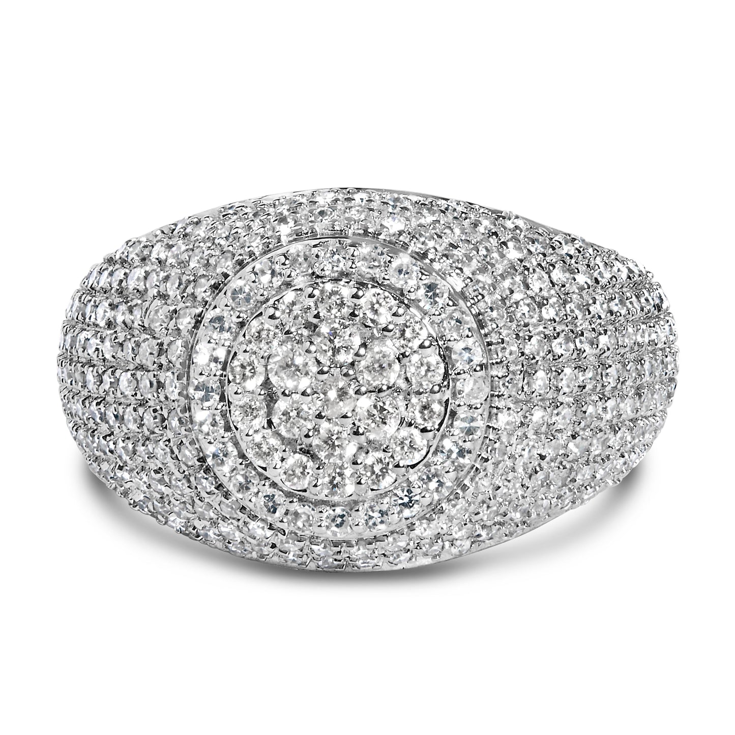 Men's 10K Yellow Gold 1 1/2 Cttw Diamond Cluster Dome Band Ring