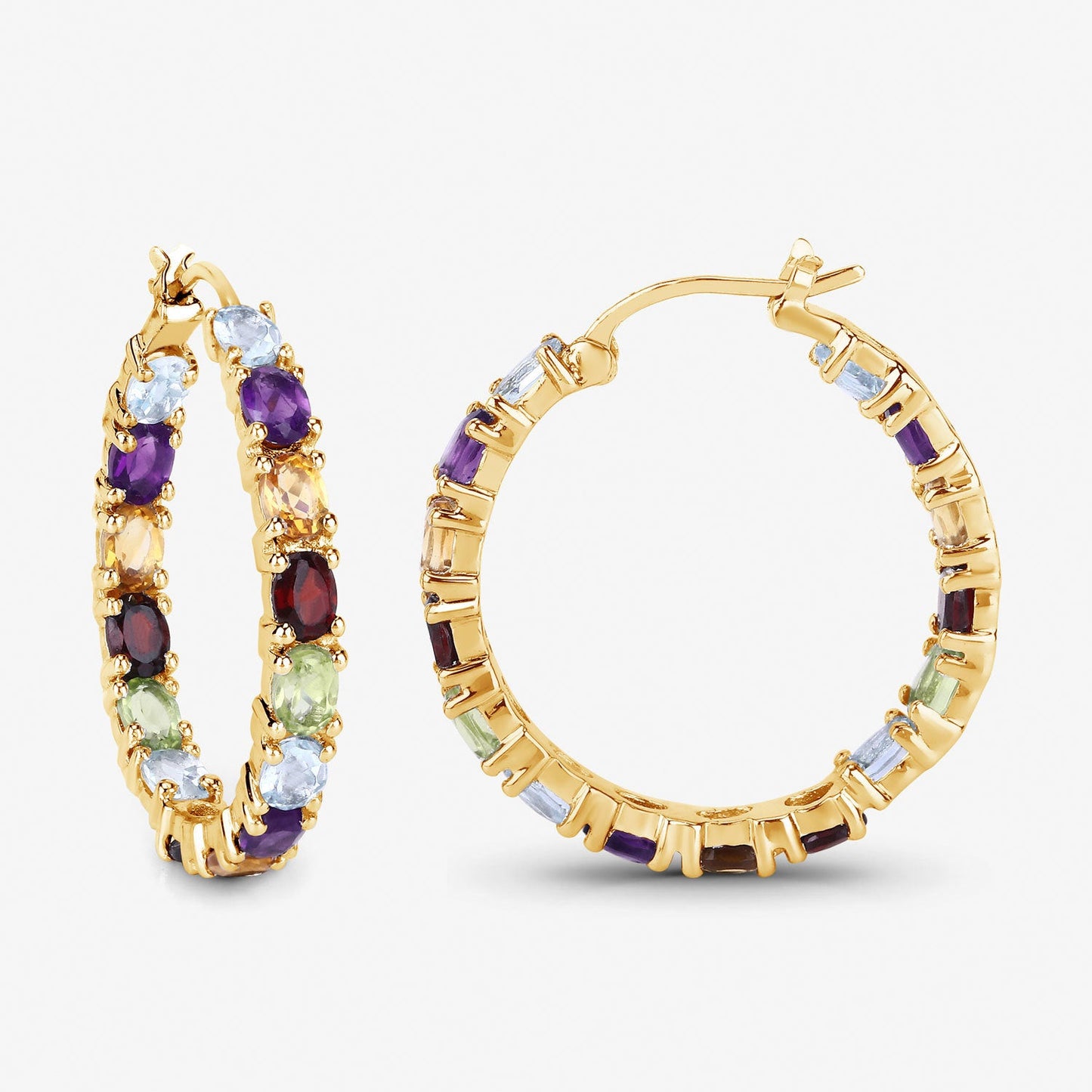 5.44 Carat Genuine Multi Stones .925 Sterling Silver Earrings