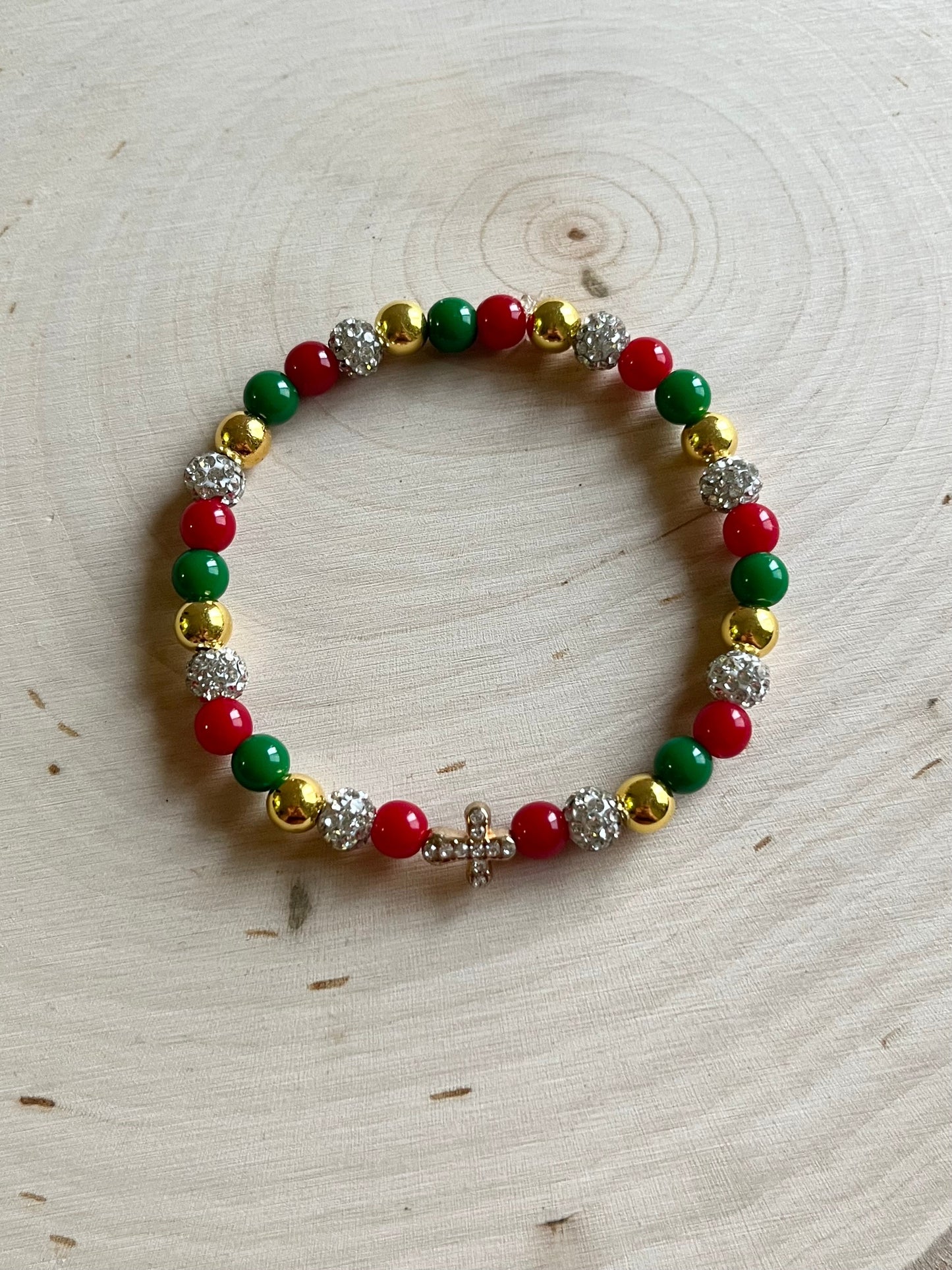 Noel Christmas Cross Bead Bracelet – Christian Holiday Jewelry Gift for Women