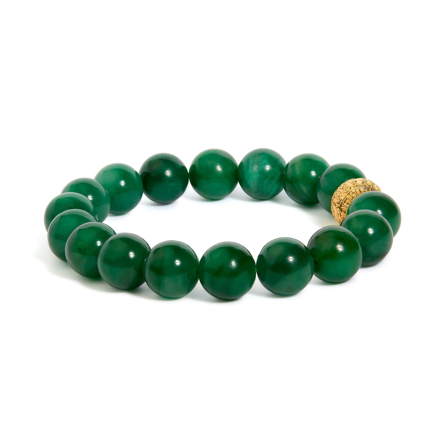 18K Yellow Gold Aventurine Beaded Charm Bracelet