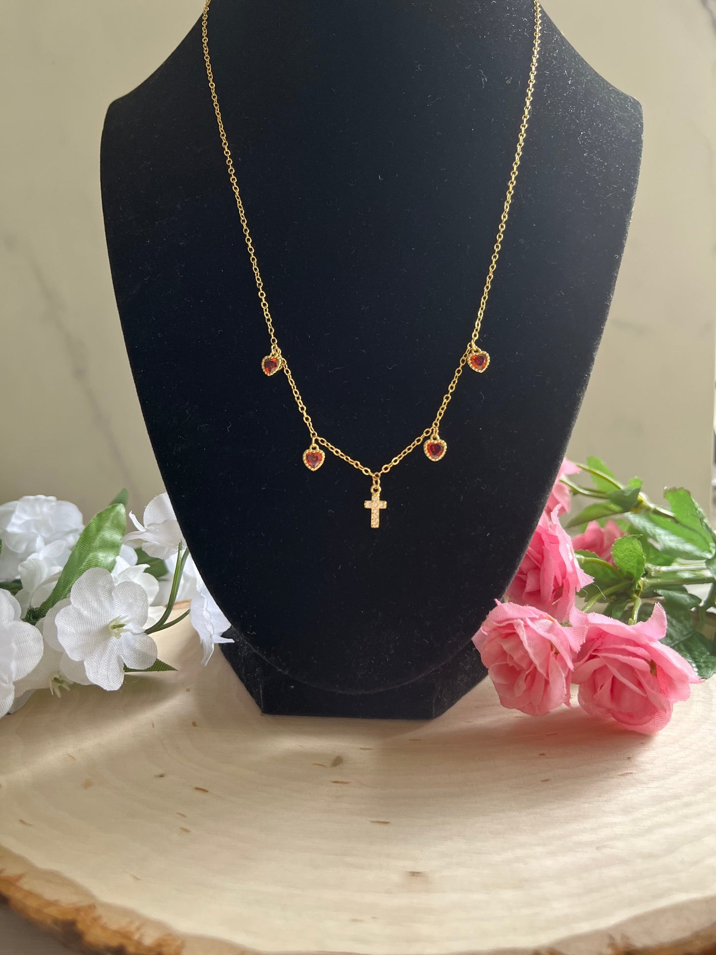 Everlasting Love Gold Necklace – 16K Chain 18K Gold Heart Cross