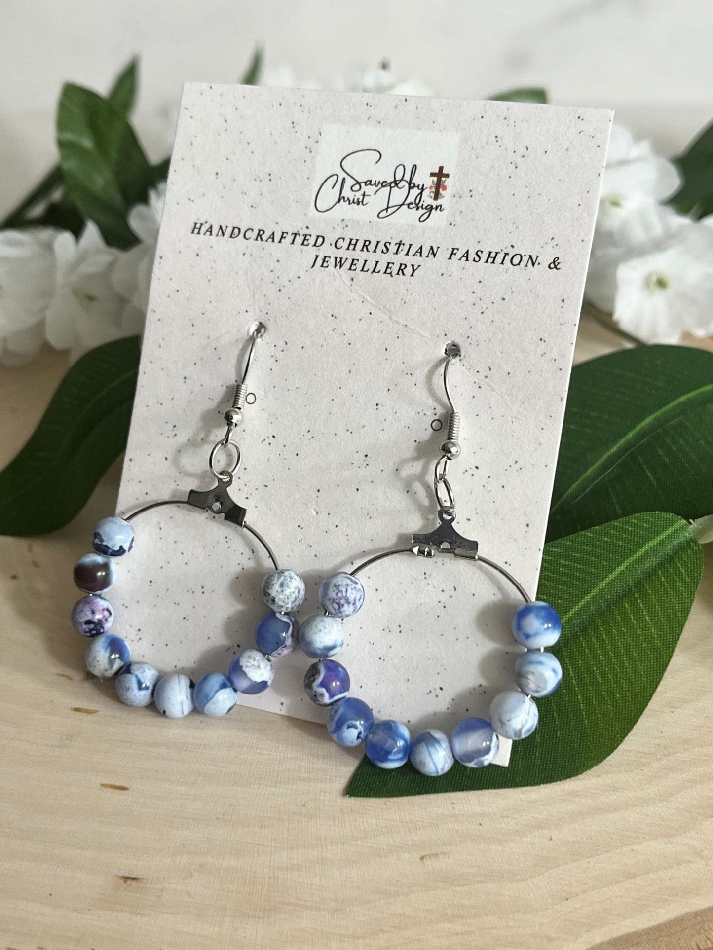 Blue Agate Earrings - Elegant Natural Stone Jewelry