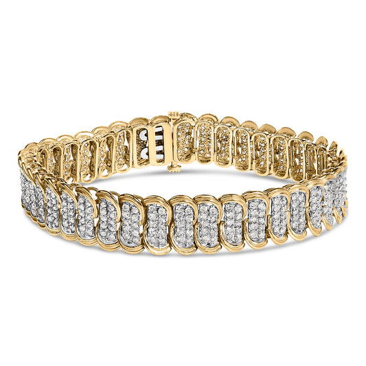10K Yellow Gold 4.0 Cttw Diamond S-Link Bracelet