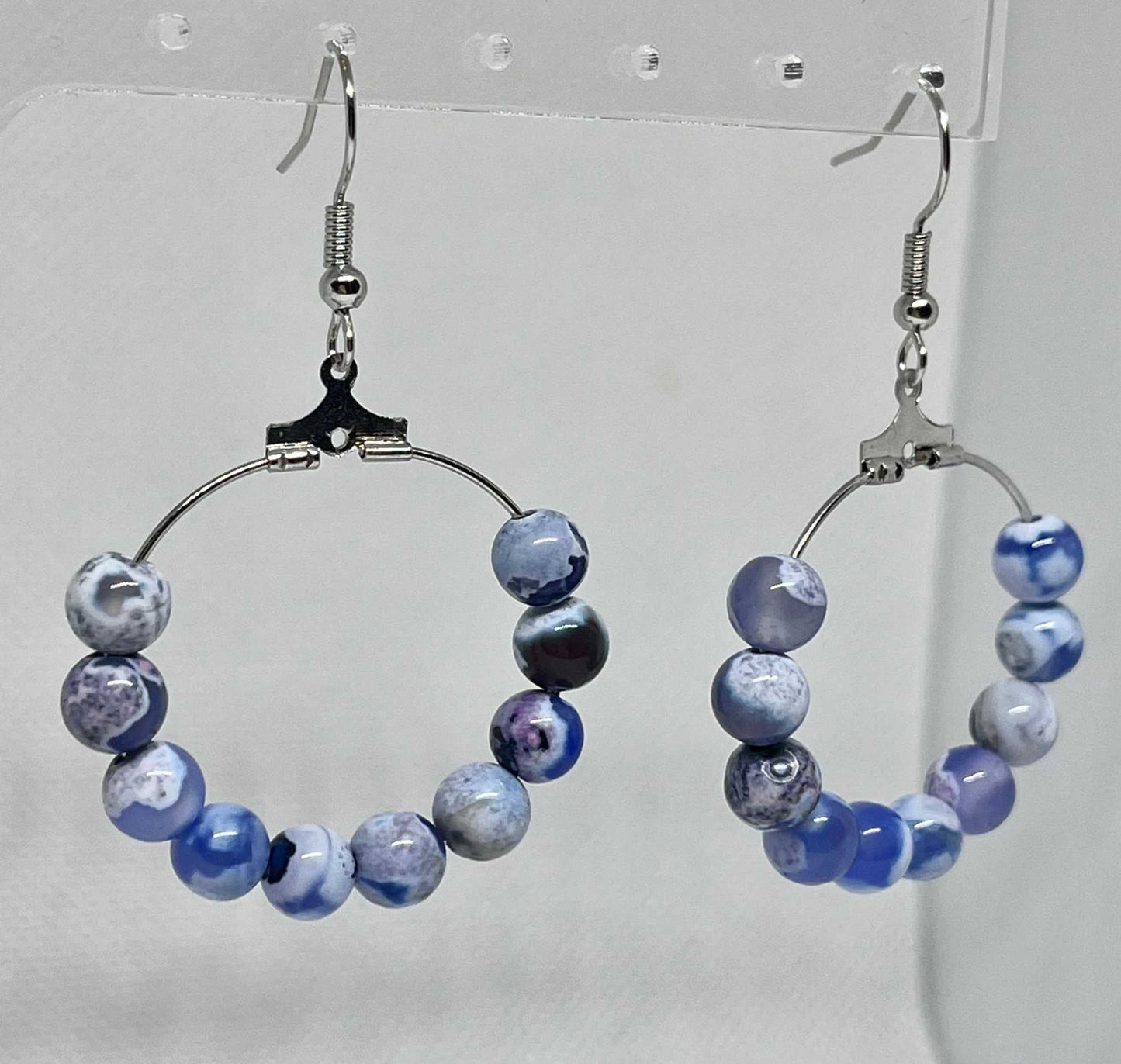Blue Agate Earrings - Elegant Natural Stone Jewelry