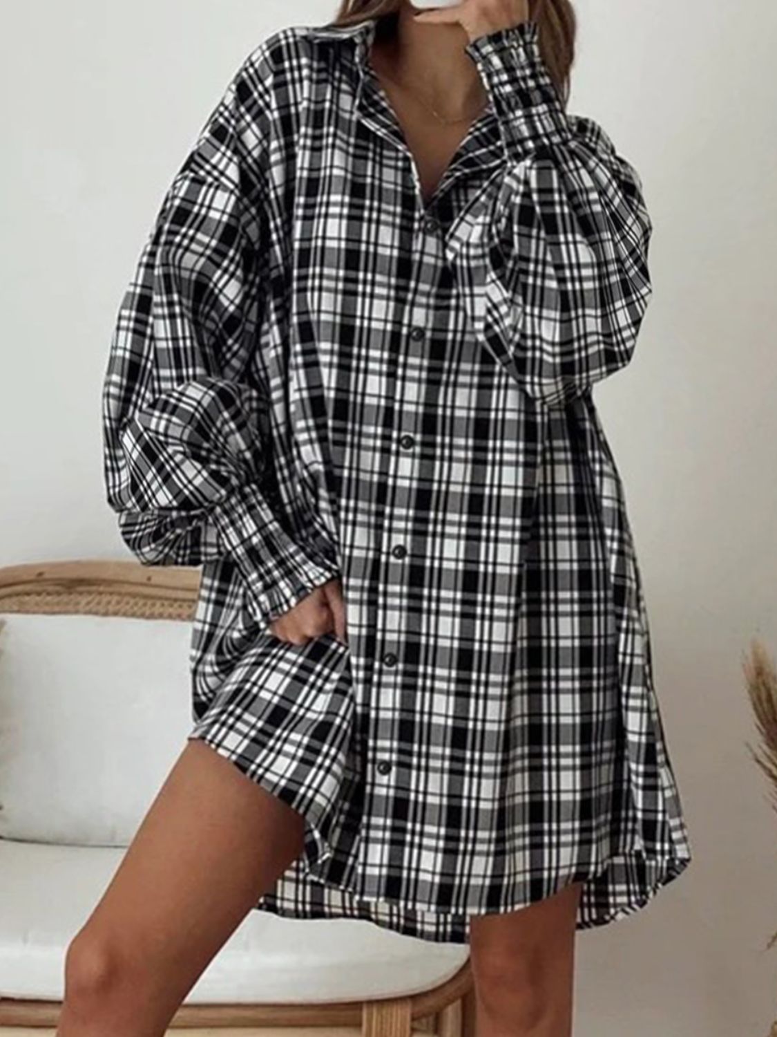 Plaid Button Up Long Sleeve Shirt